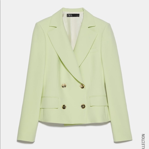 Zara small lime blazer with gold buttons - Picture 5 of 9